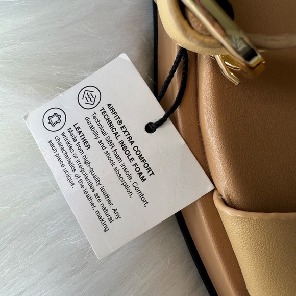 Zara Embellished Leather  Flatform Sandal Beige Size 7.5 - Picture 10 of 14